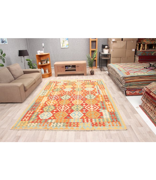 293x209cm Handmade Afghan Traditioneel Kilim Area Rug Wool Carpet