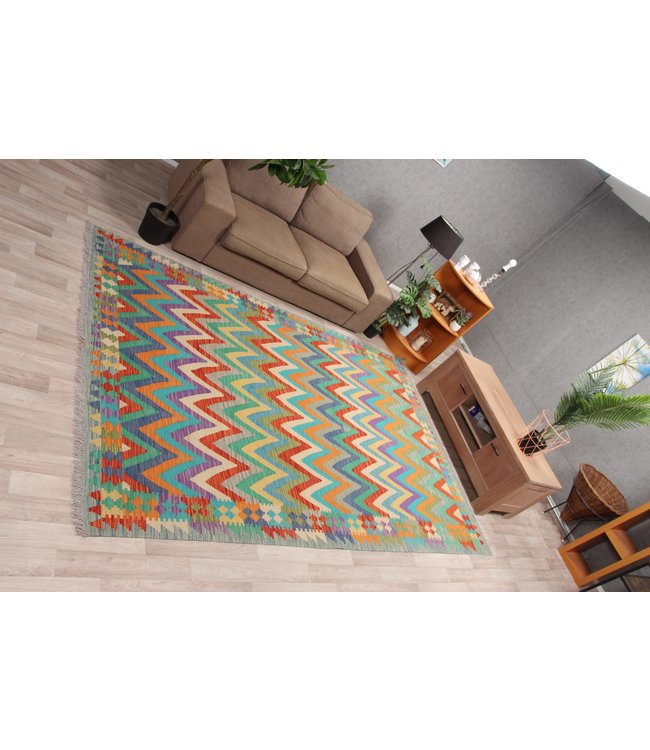 296x199cm Handmade Afghan Traditioneel Kilim Area Rug Wool Carpet