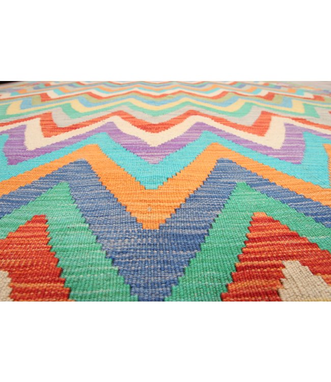 296x199 cm Handgeweven Traditioneel Kelim Tapijt Wol