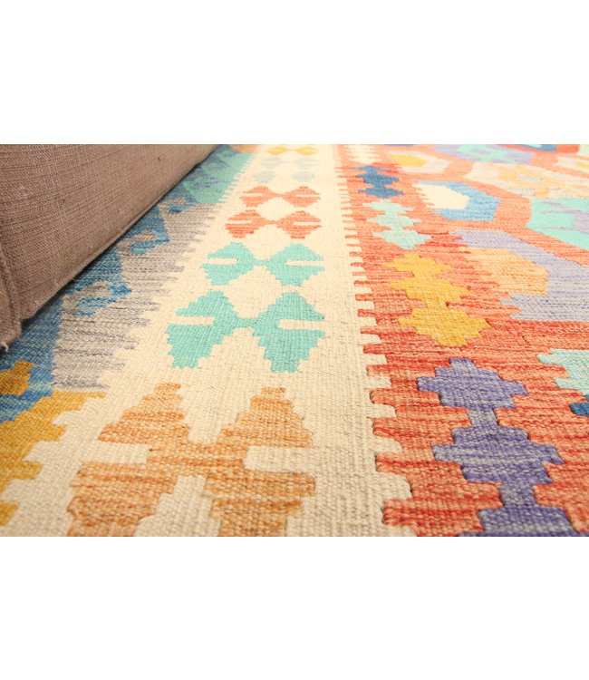 291x201cm Handmade Afghan Traditioneel Kilim Area Rug Wool Carpet