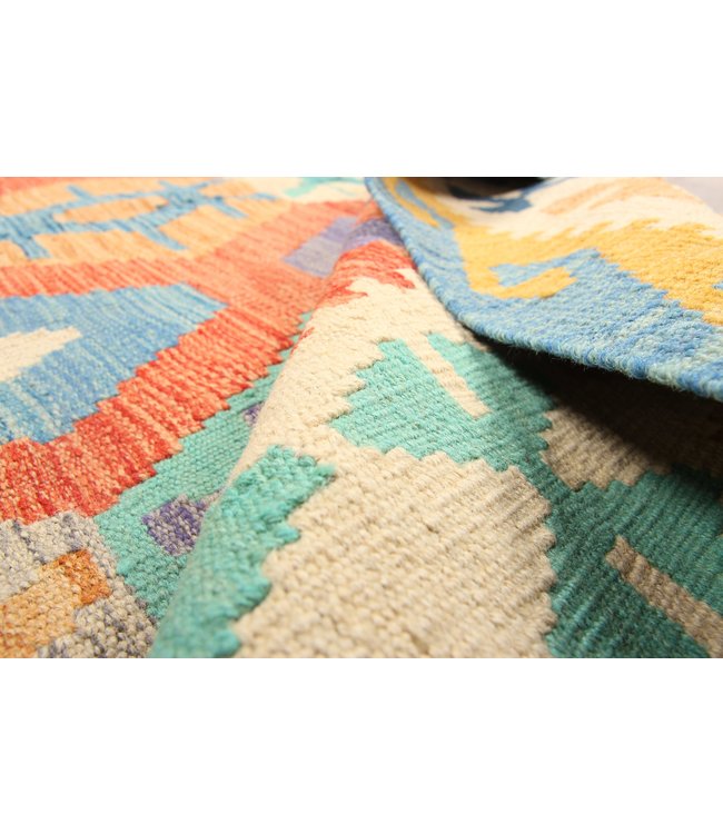 291x201 cm Handgeweven Traditioneel Kelim Tapijt Wol