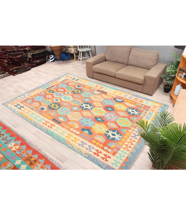 291x201cm Handgemacht Traditioneel Wolle Kelim Teppich