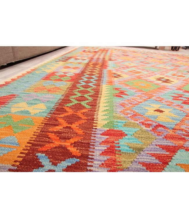 302x204cm Handmade Afghan Traditioneel Kilim Area Rug Wool Carpet