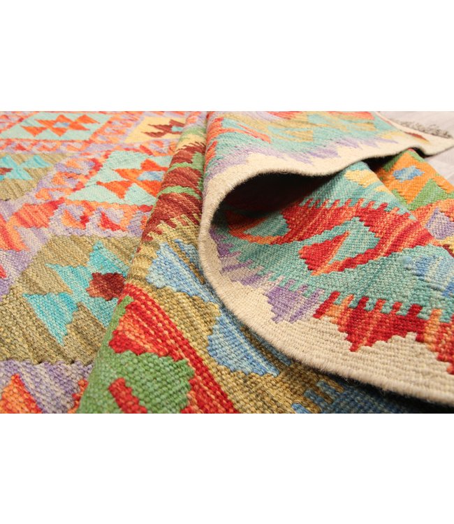 302x204cm Handmade Afghan Traditioneel Kilim Area Rug Wool Carpet