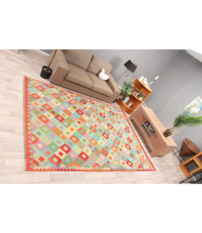 284x198cm Handgemacht Traditioneel Wolle Kelim Teppich