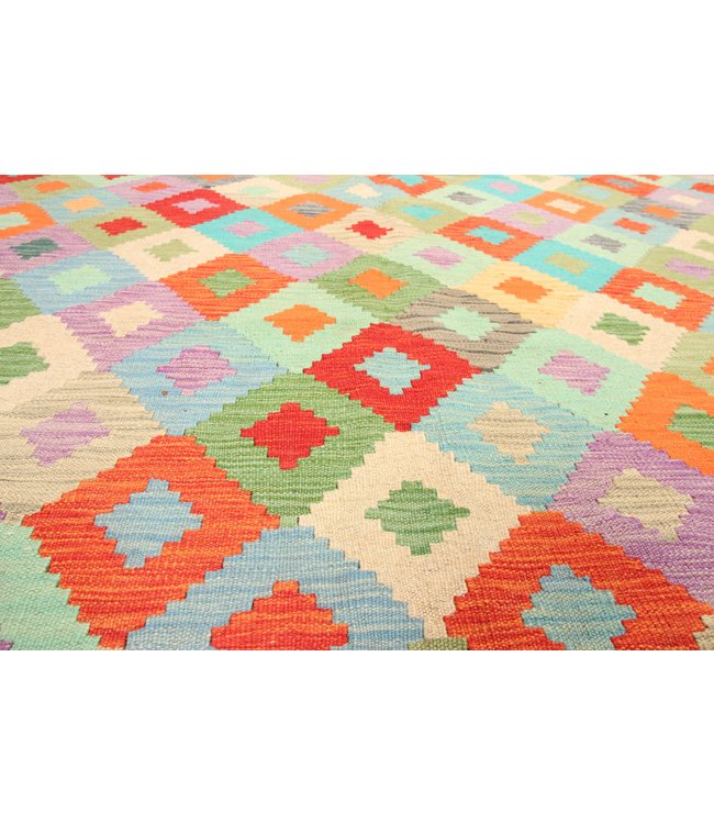 284x198cm Handmade Afghan Traditioneel Kilim Area Rug Wool Carpet