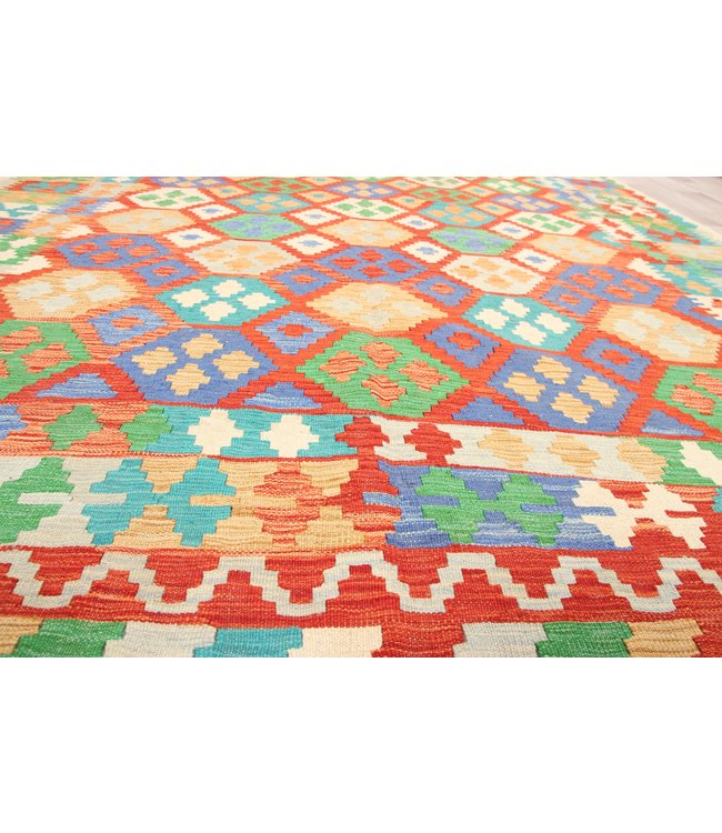 287x197cm Handmade Afghan Traditioneel Kilim Area Rug Wool Carpet