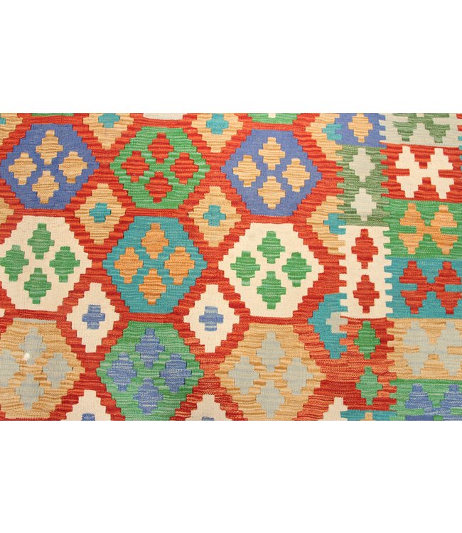 287x197cm Handmade Afghan Traditioneel Kilim Area Rug Wool Carpet