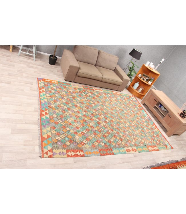 297x201 cm Handgeweven Traditioneel Kelim Tapijt Wol