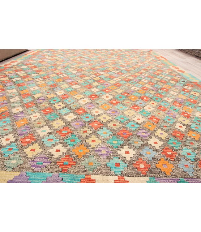 297x201cm Handmade Afghan Traditioneel Kilim Area Rug Wool Carpet