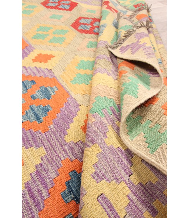 299x206cm Handmade Afghan Traditioneel Kilim Area Rug Wool Carpet