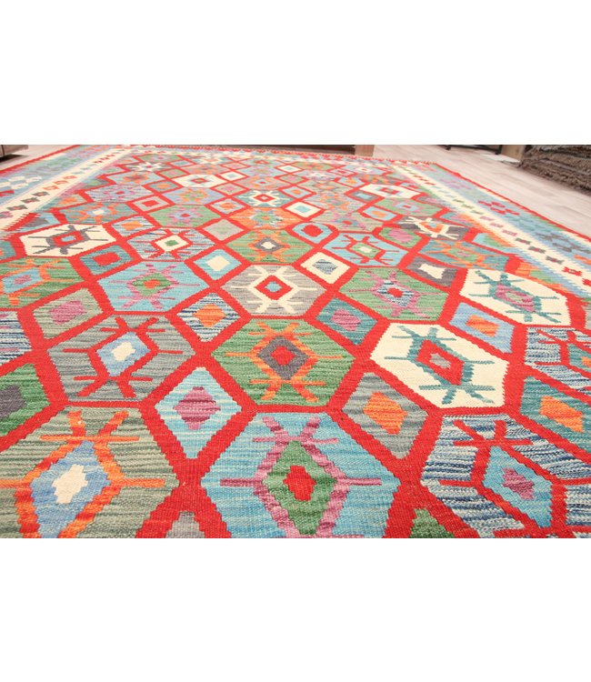 293x204 cm Handgeweven Traditioneel Kelim Tapijt Wol