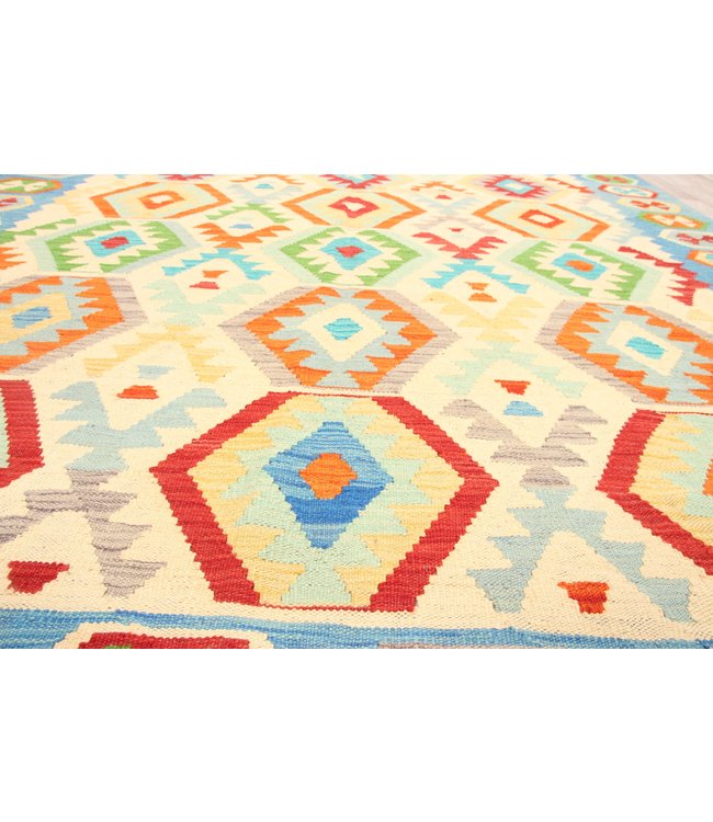 287x196cm Handmade Afghan Traditioneel Kilim Area Rug Wool Carpet