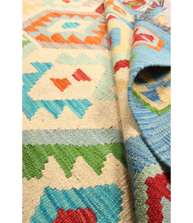 287x196cm Handmade Afghan Traditioneel Kilim Area Rug Wool Carpet