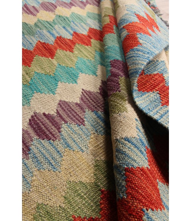 299x203cm Handmade Afghan Traditioneel Kilim Area Rug Wool Carpet