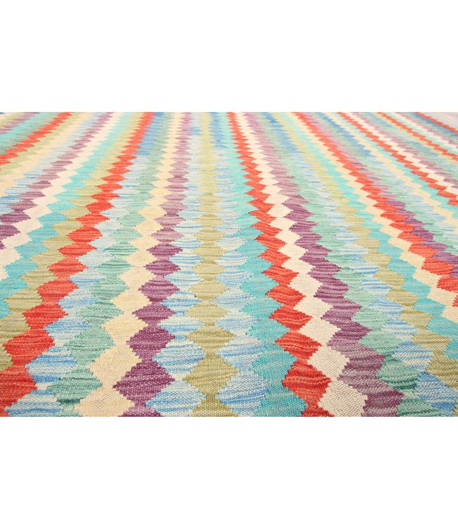 299x203 cm Handgeweven Traditioneel Kelim Tapijt Wol