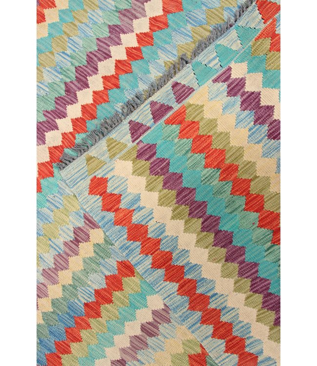 299x203cm Handmade Afghan Traditioneel Kilim Area Rug Wool Carpet