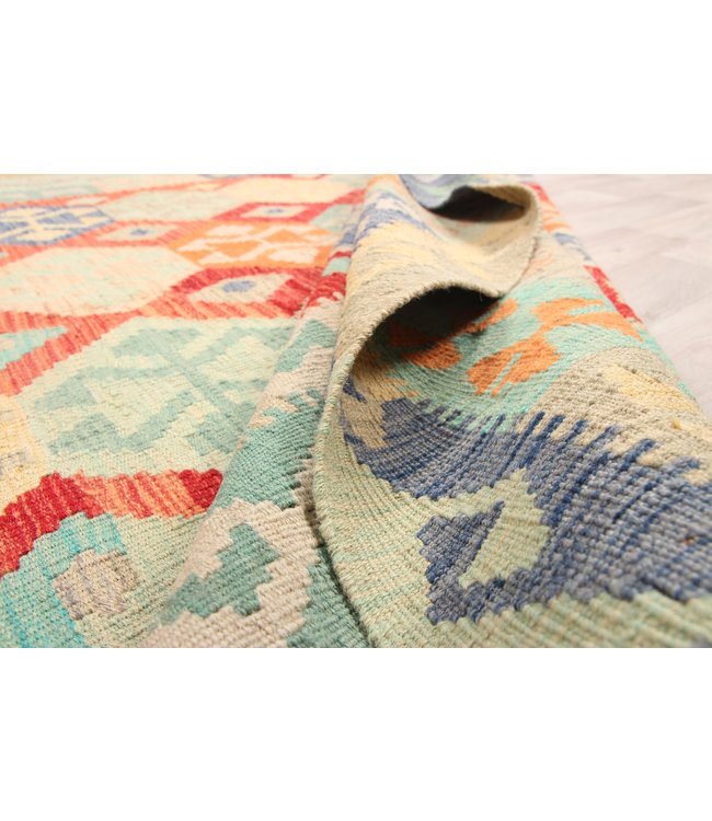 288x201cm Handmade Afghan Traditioneel Kilim Area Rug Wool Carpet