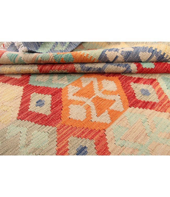 288x201cm Handmade Afghan Traditioneel Kilim Area Rug Wool Carpet