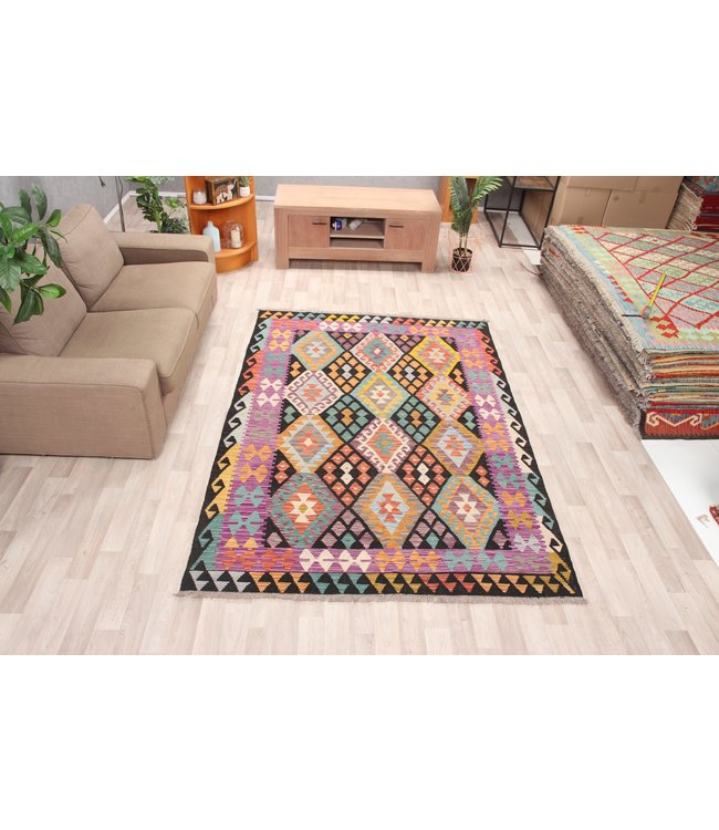 244x170cm Handmade Afghan Traditioneel Kilim Area Rug Wool Carpet