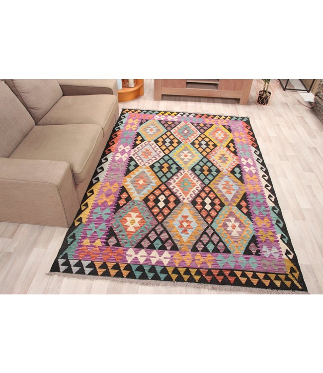 244x170cm Handmade Afghan Traditioneel Kilim Area Rug Wool Carpet