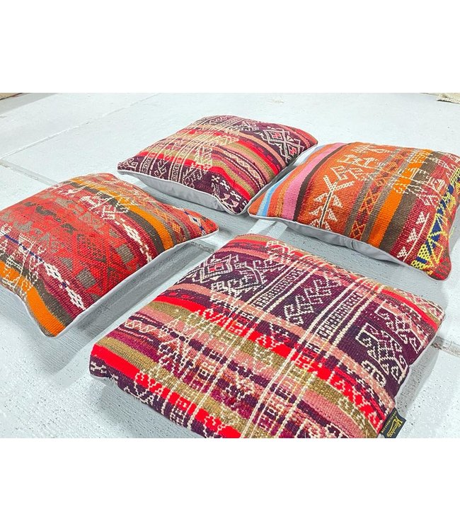 4x Sumak kelim kussens ca. 45x45 cm met vulling