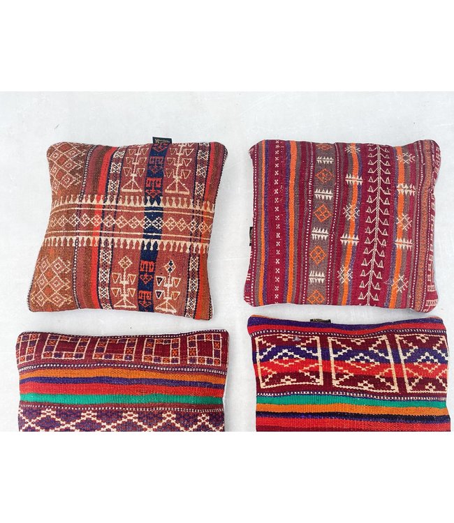 4x Sumak kelim kussens ca. 45x45 cm met vulling