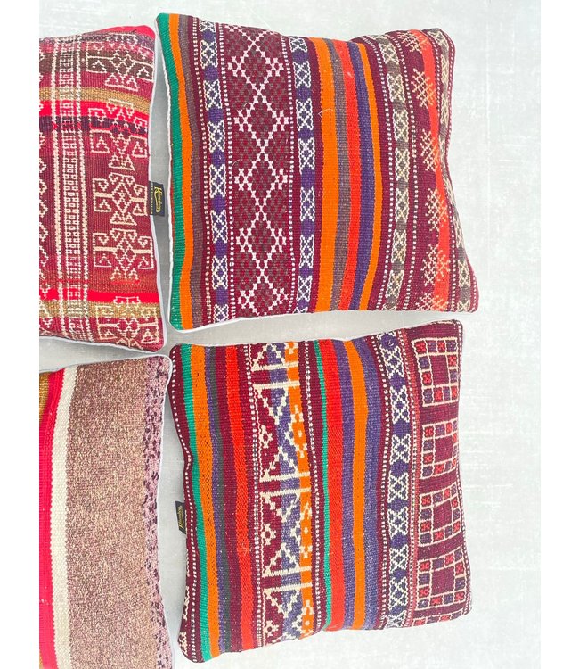 4x Sumak kelim kussens ca. 45x45 cm met vulling