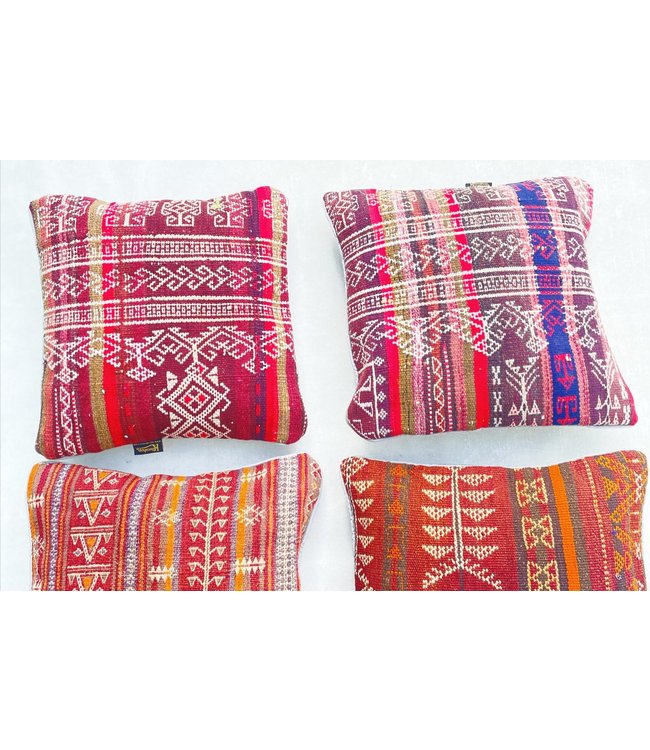 4x Sumak kelim kussens ca. 45x45 cm met vulling