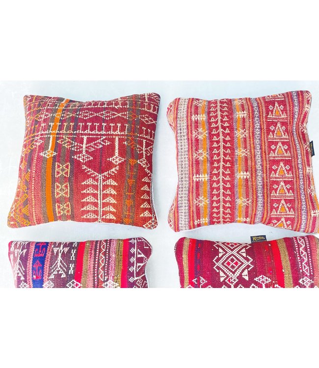4x Sumak kelim kussens ca. 45x45 cm met vulling
