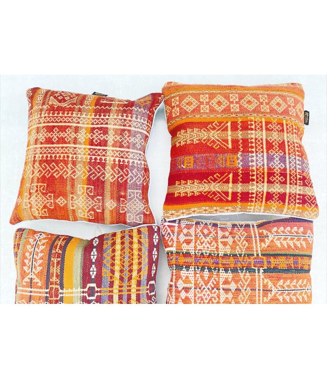 4x Sumak kelim kussens ca. 45x45 cm met vulling