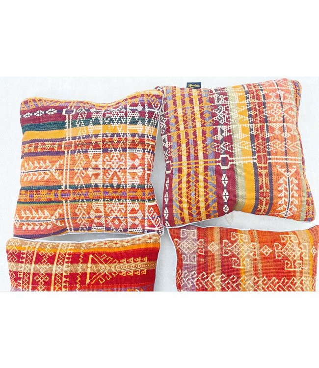 4x Sumak kelim kussens ca. 45x45 cm met vulling