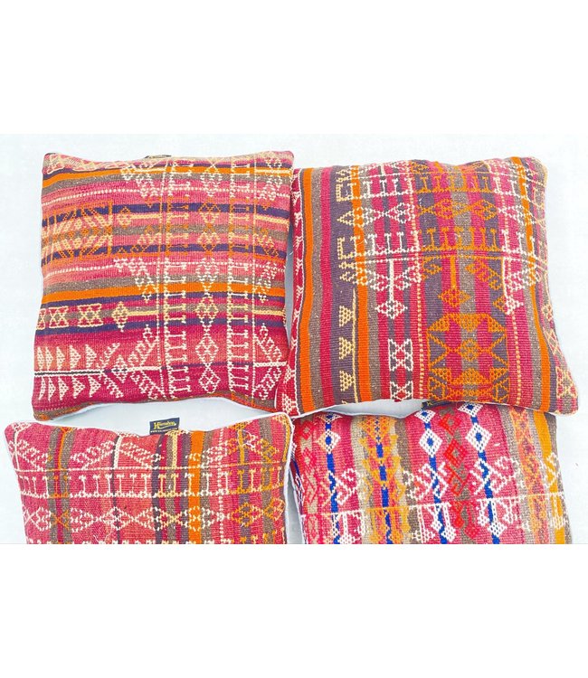 4x Sumak kelim kussens ca. 45x45 cm met vulling