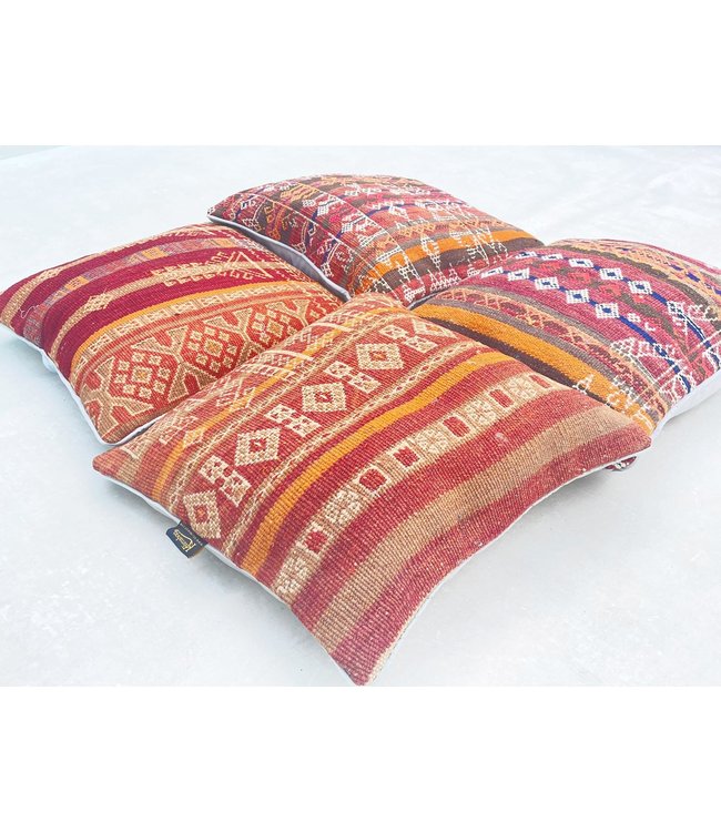 4x Sumak kelim kussens ca. 45x45 cm met vulling