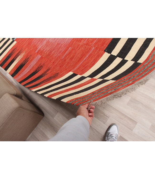 296x200 cm Handgeweven modern Kelim Tapijt Wol