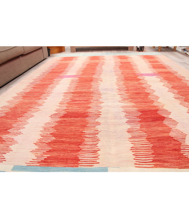 Handgeweven modern Kelim Tapijt Wol 306x208 cm