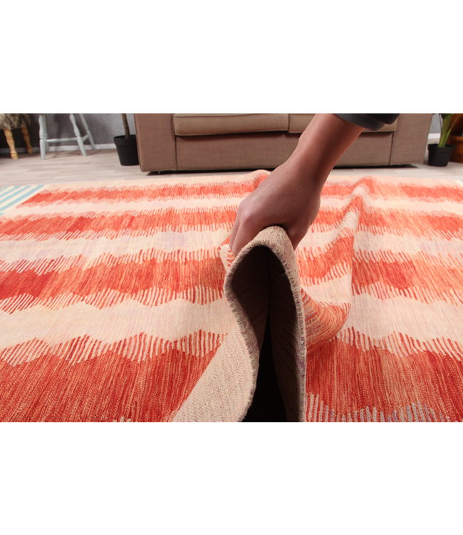 Handgeweven modern Kelim Tapijt Wol 306x208 cm