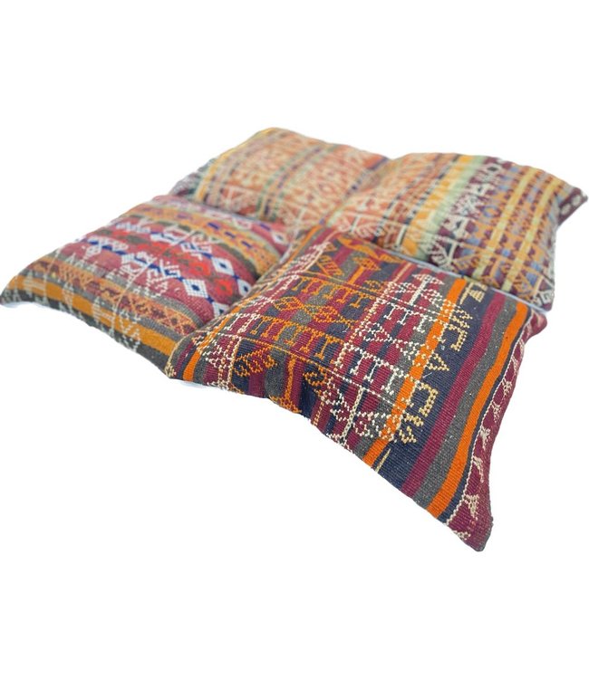 4x Sumak kelim kussens ca. 45x45 cm met vulling