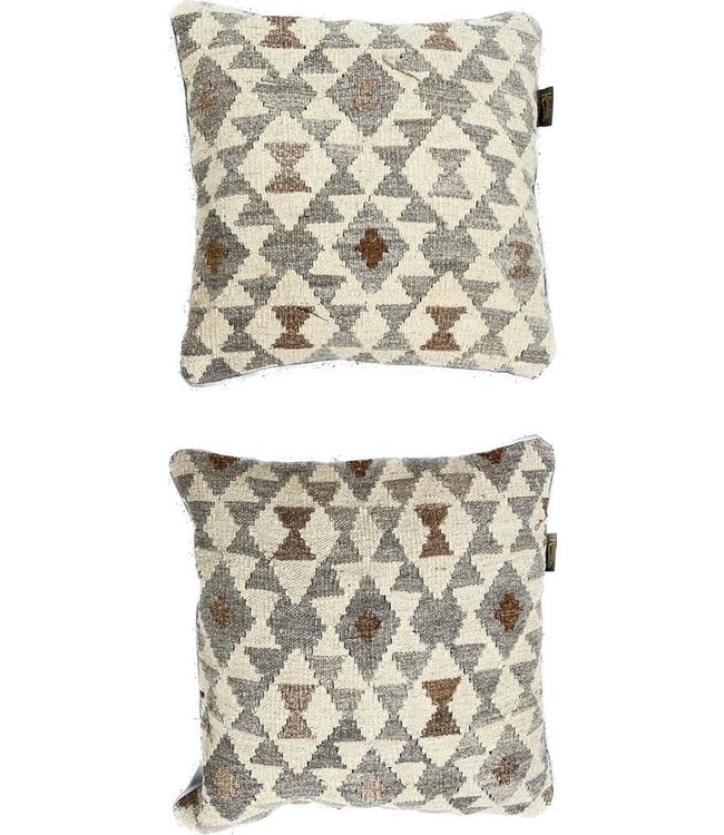 2x kelim kussens natural ca 45x45 cm met vulling