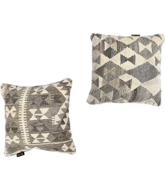 2x kelim kussens natural ca 45x45 cm met vulling