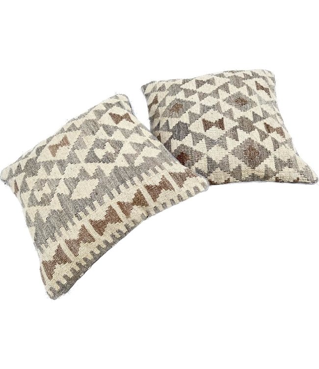 2x kelim kussens natural ca 45x45 cm met vulling