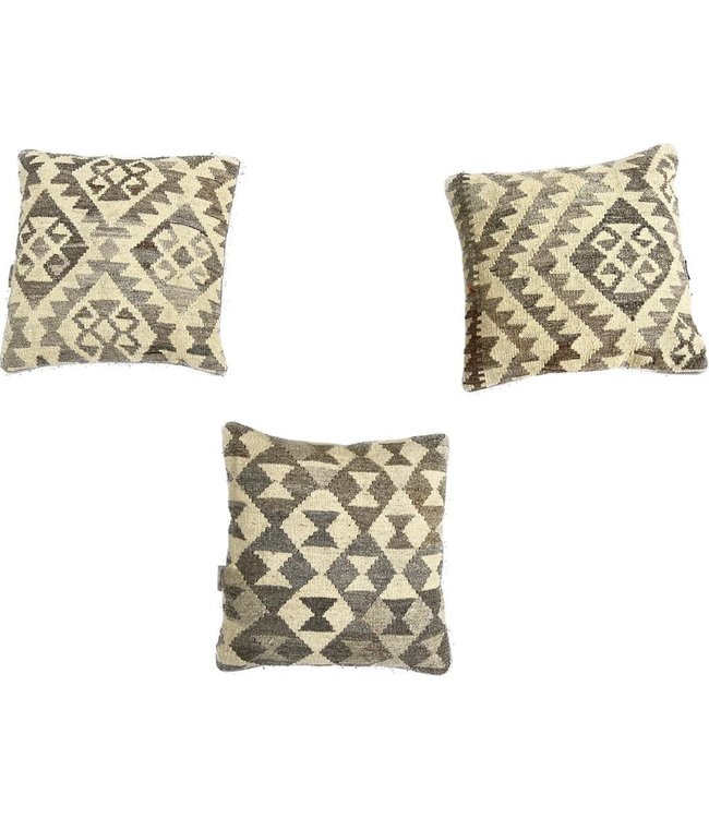 3x kilim cushion cover natural ca 45x45 cm with filling