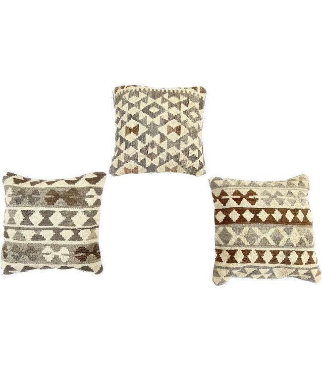 3x kilim cushion cover natural ca 45x45 cm with filling