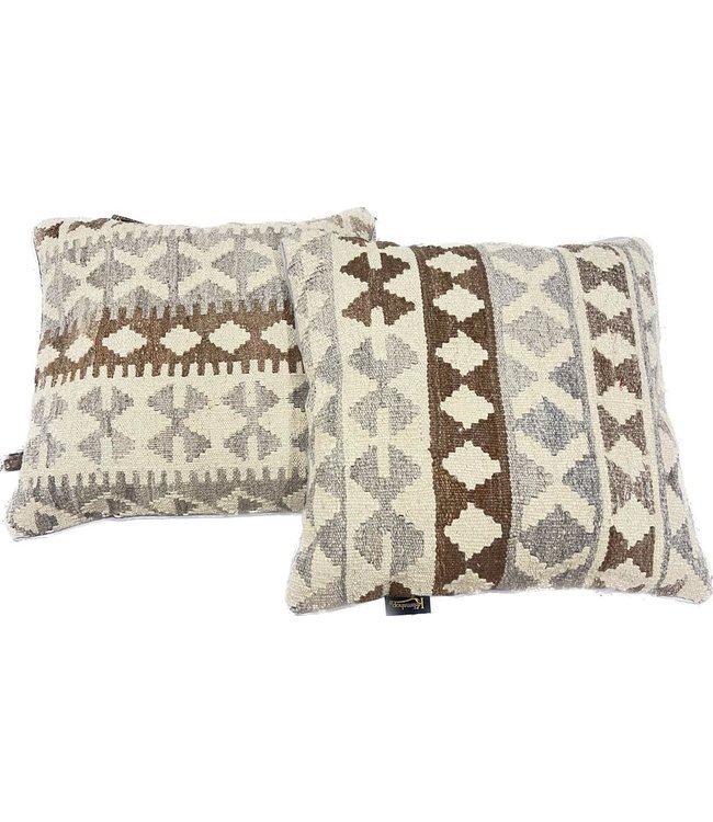 2x kelim kussens natural ca 45x45 cm met vulling