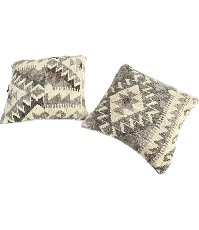 2x kelim kussens natural ca 45x45 cm met vulling