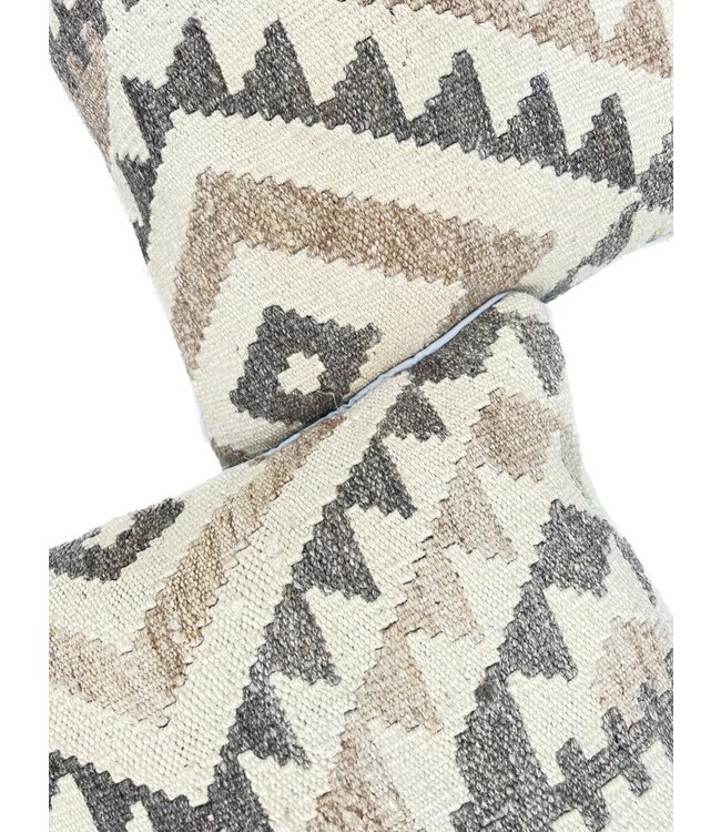 2x kelim kussens natural ca 45x45 cm met vulling
