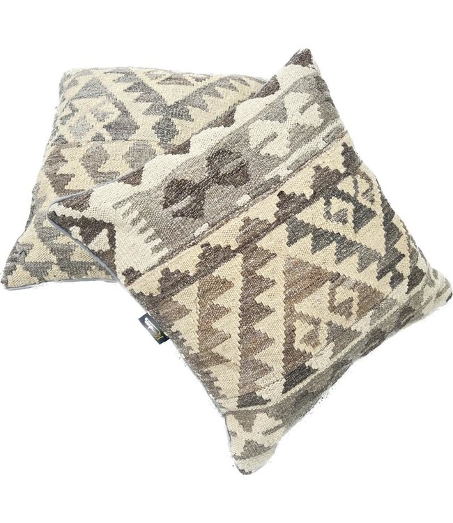 2x kelim kussens natural ca 45x45 cm met vulling