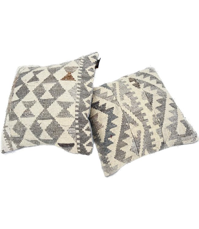 2x kelim kussens natural ca 45x45 cm met vulling