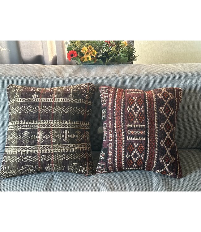 2xkilim cushion cover traditional ca 45x45 cm with filling