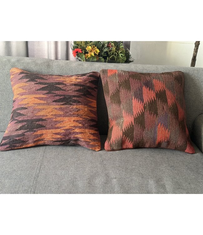 2xkilim cushion cover traditional ca 45x45 cm with filling